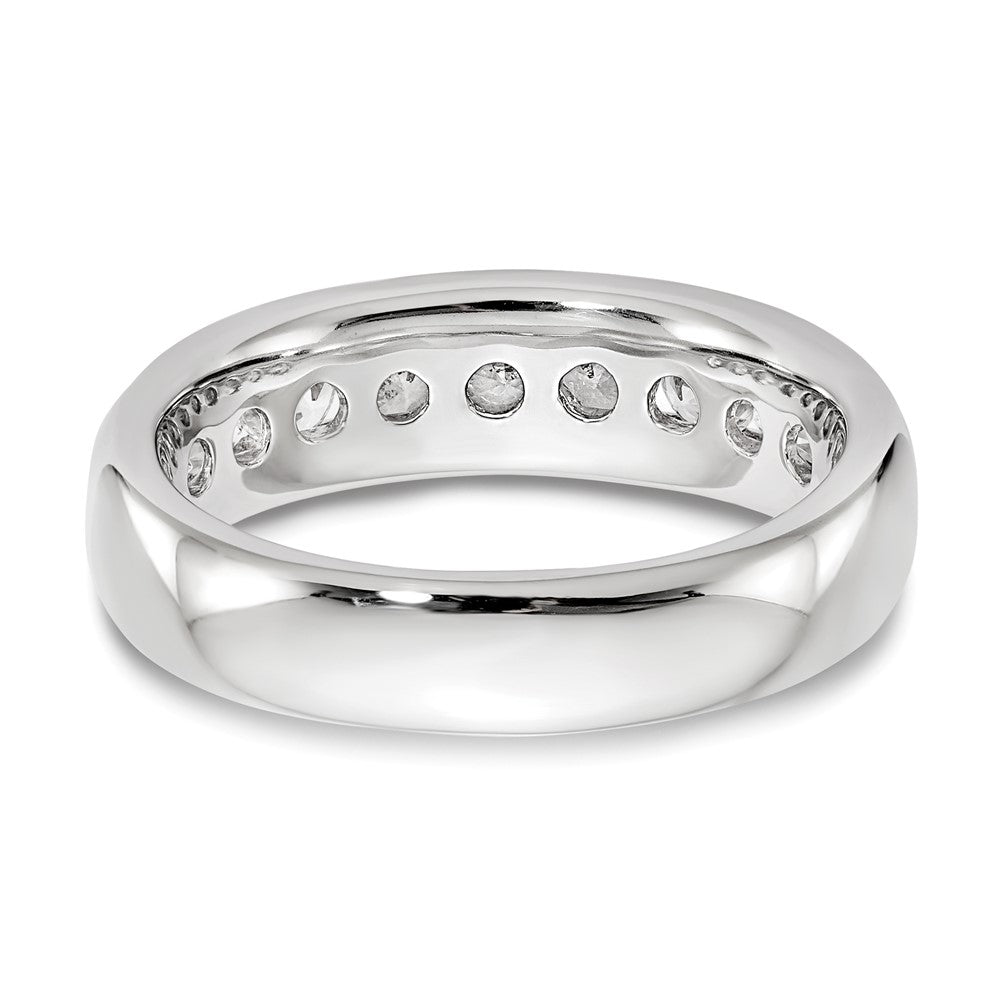 14K White Gold 9-Stone Real Diamond Channel Band