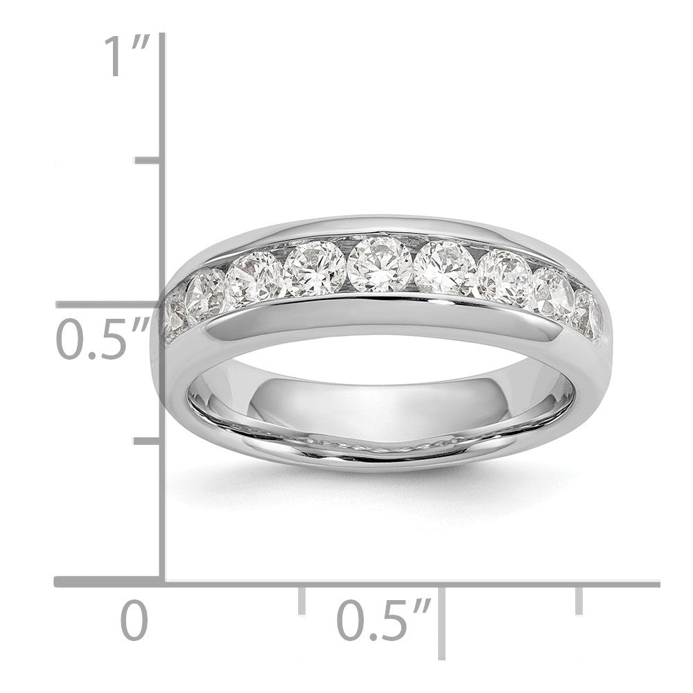 14K White Gold 9-Stone Real Diamond Channel Band