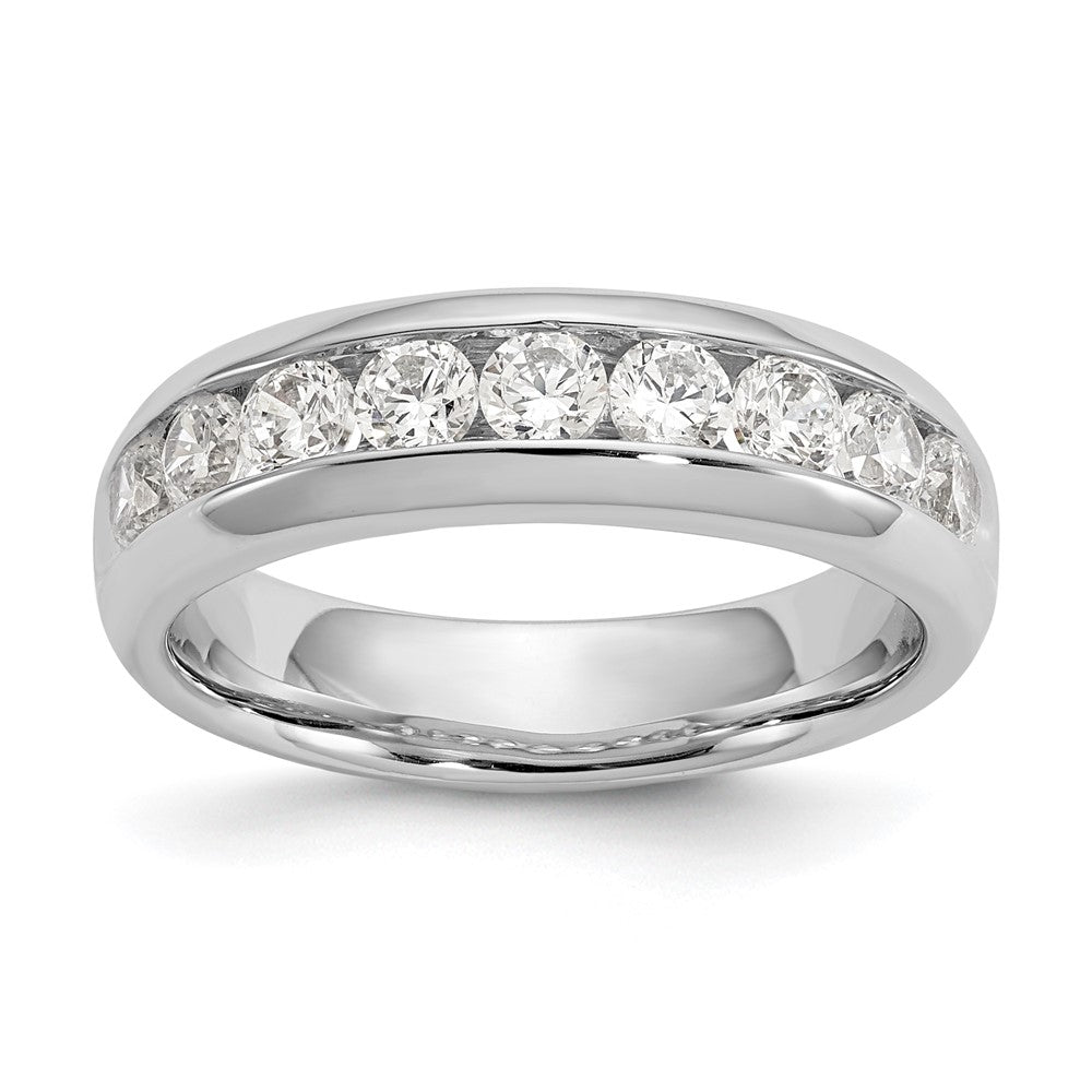 14K White Gold 9-Stone Real Diamond Channel Band