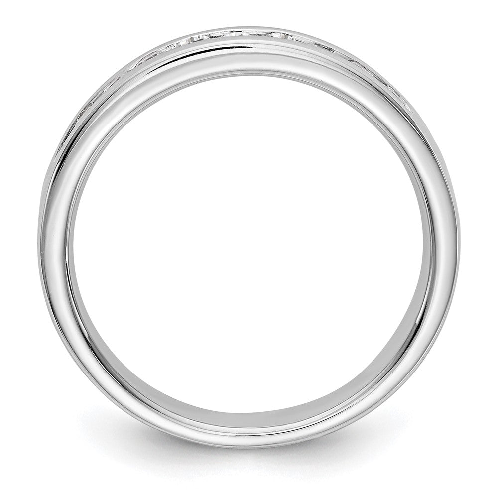 14K White Gold 10-Stone Real Diamond Channel Band