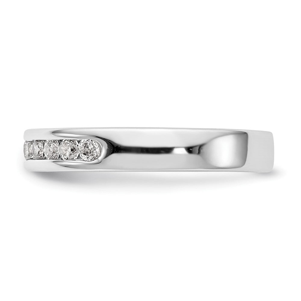 14K White Gold 10-Stone Real Diamond Channel Band