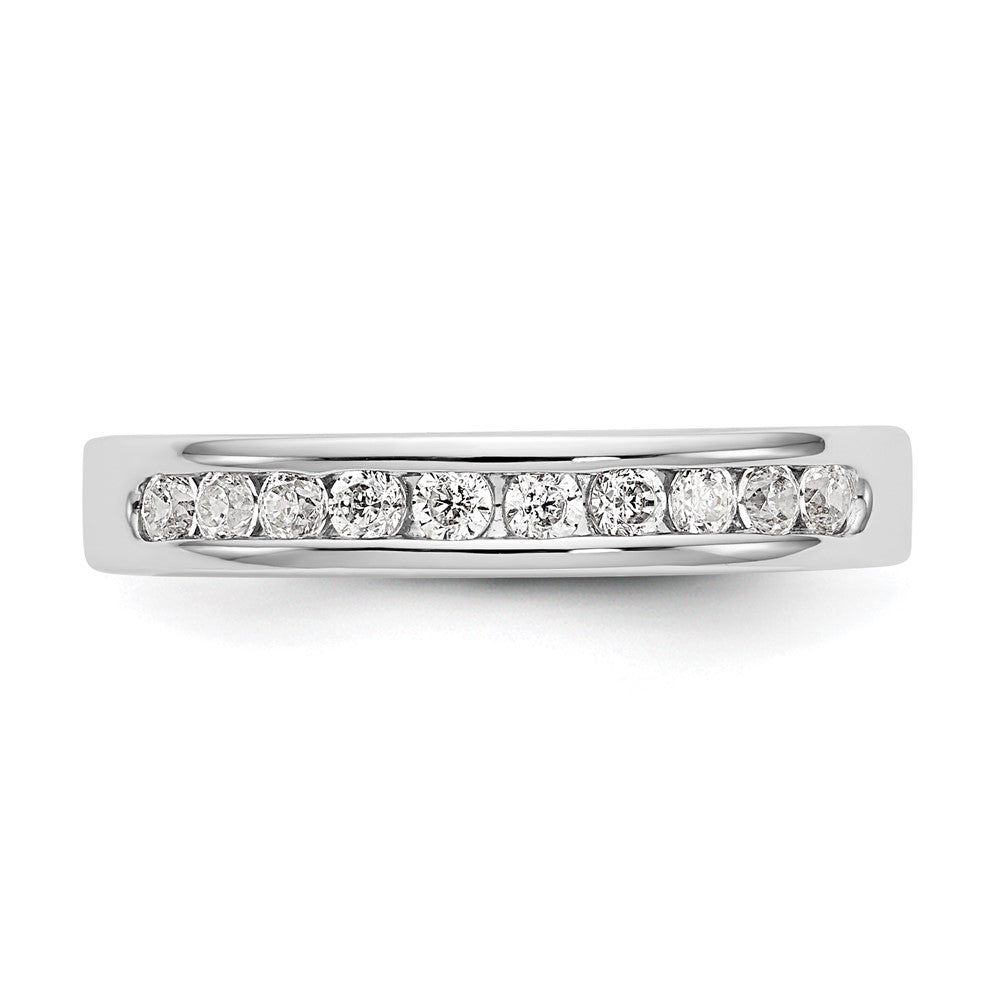 14K White Gold 10-Stone Real Diamond Channel Band