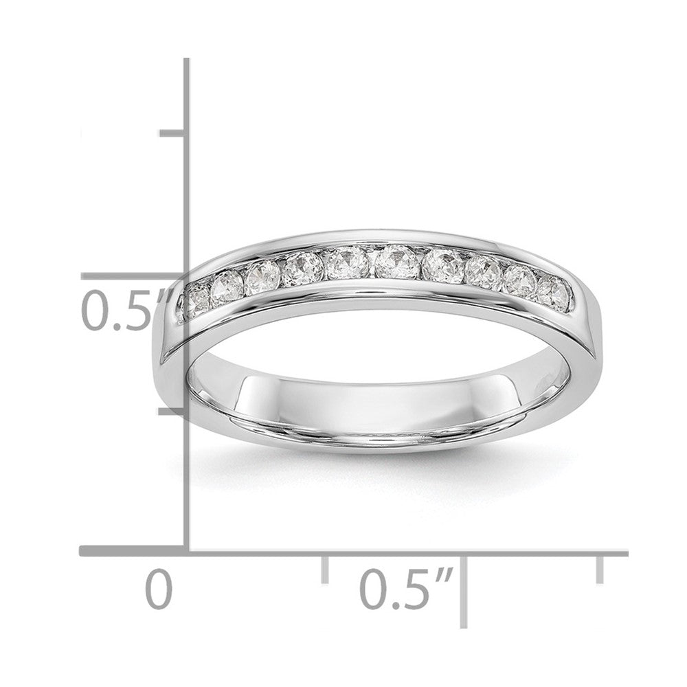 14K White Gold 10-Stone Real Diamond Channel Band