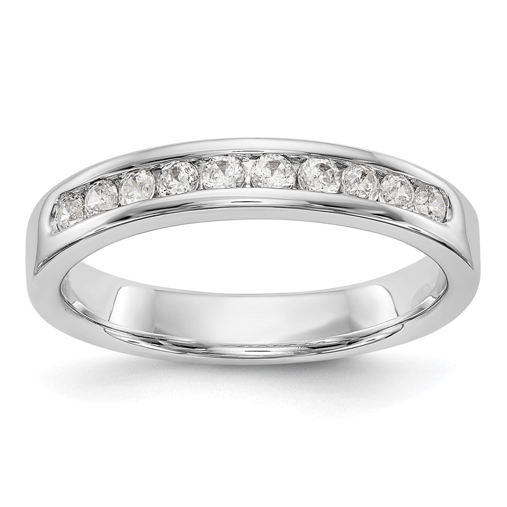 14K White Gold 10-Stone Real Diamond Channel Band