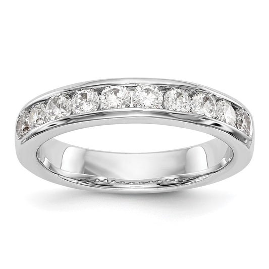 14k White Gold 10-Stone 3/4 carat Round Diamond Complete Channel Band