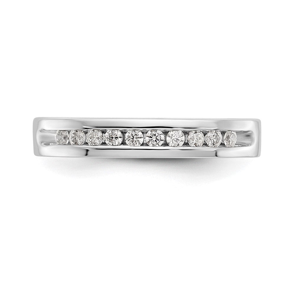 14k White Gold 10-Stone 1/5 carat Round Diamond Complete Channel Band