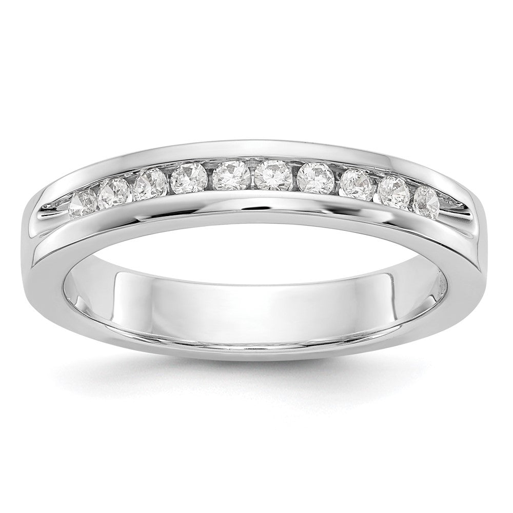 14k White Gold 10-Stone 1/5 carat Round Diamond Complete Channel Band