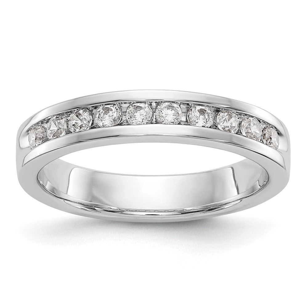 14k White Gold 10-Stone 1/3 carat Round Diamond Complete Channel Band