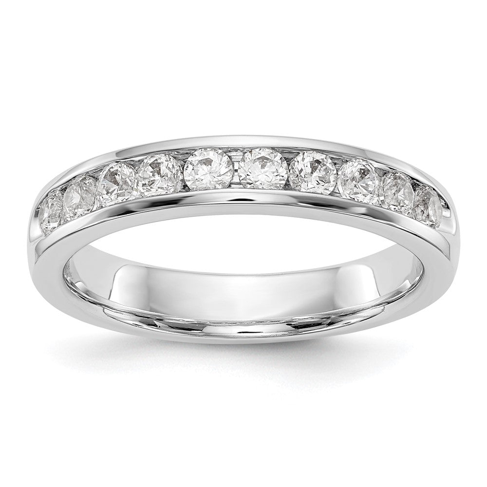 14k White Gold 10-Stone 1/2 carat Round Diamond Complete Channel Band