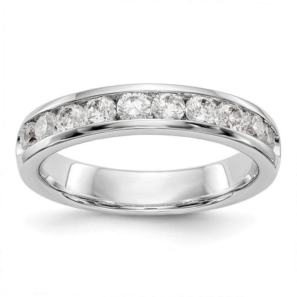 14k White Gold 10-Stone 3/4 carat Round Diamond Complete Channel Band