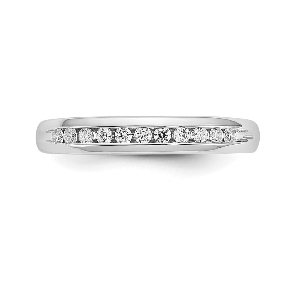 14K White Gold 11-Stone Real Diamond Channel Band