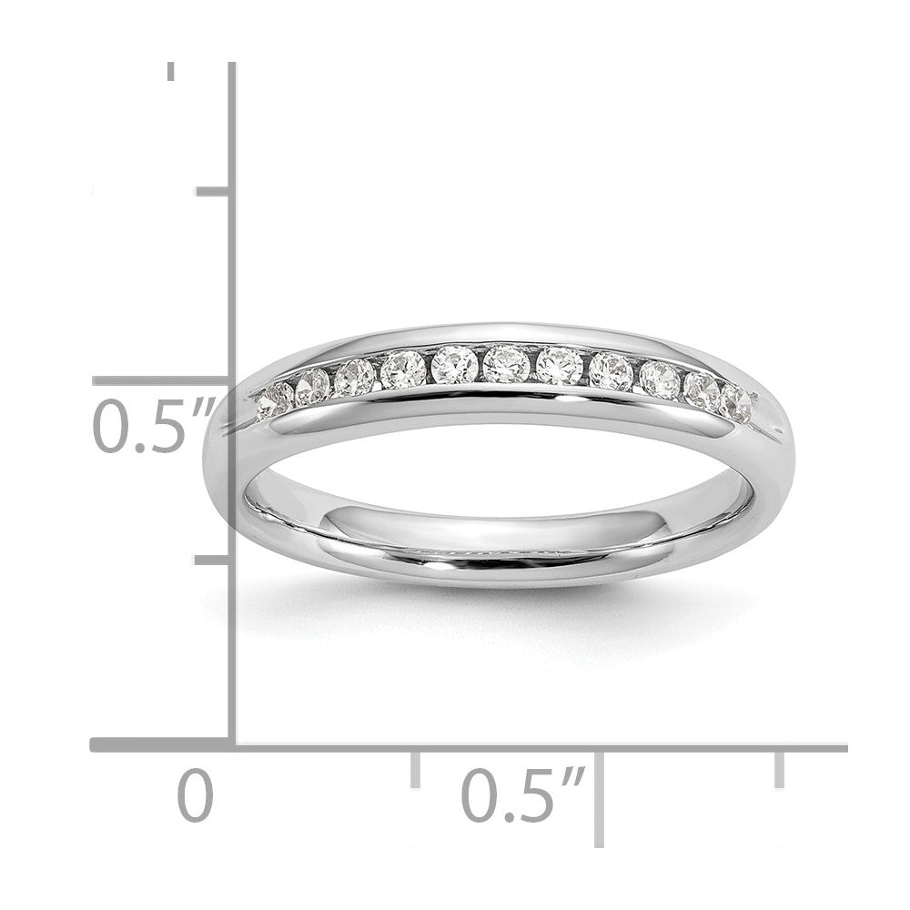 14K White Gold 11-Stone Real Diamond Channel Band