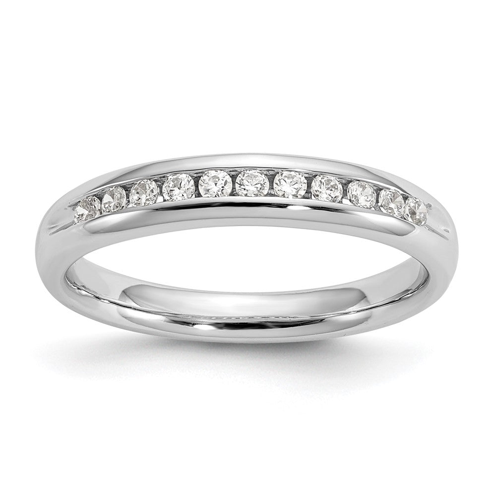 14K White Gold 11-Stone Real Diamond Channel Band