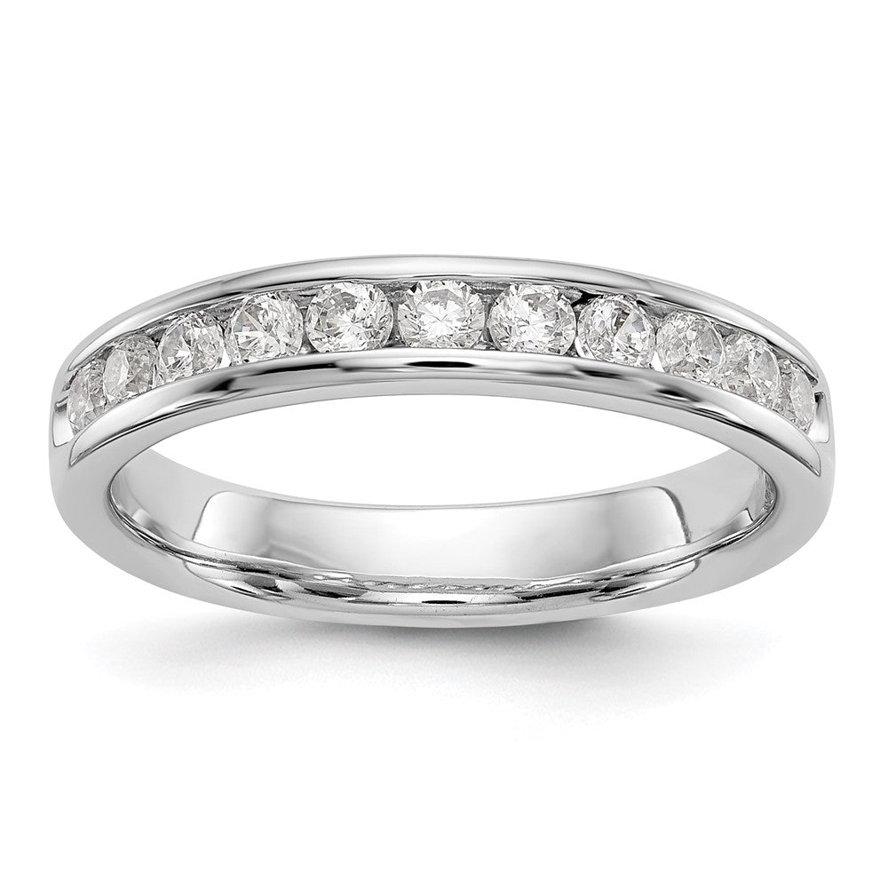 14k White Gold 11-Stone 1/2 carat Round Diamond Complete Channel Band