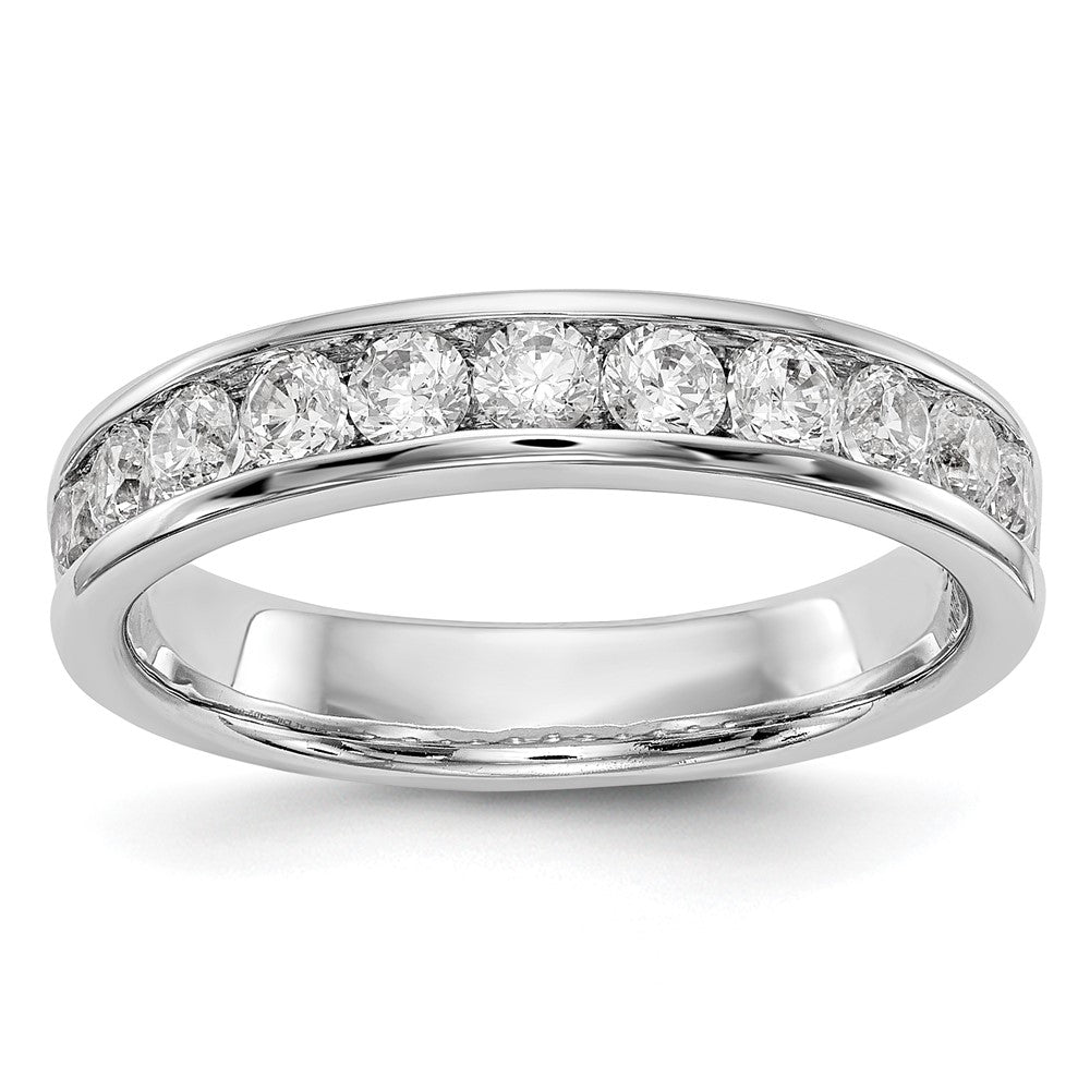 14k White Gold 11-Stone 3/4 carat Round Diamond Complete Channel Band