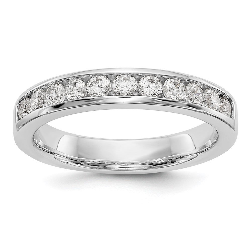 0.51ct. CZ Solid Real 14K White Gold 11-Stone Channel Wedding Band Ring