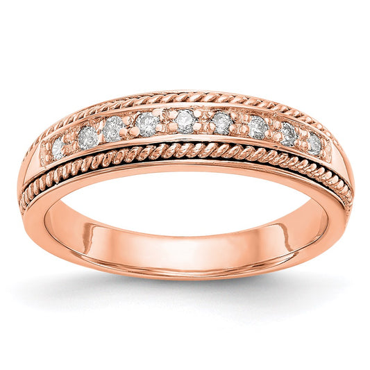 14K Rose Gold Real Diamond Band