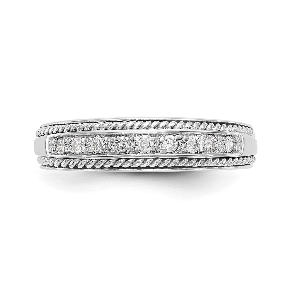 14K White Gold Real Diamond Band