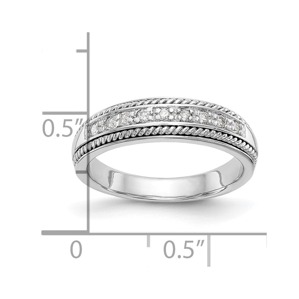 14K White Gold Real Diamond Band