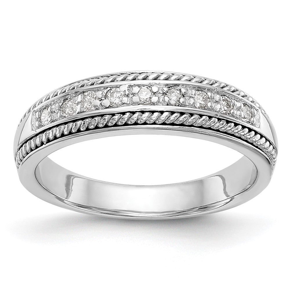 14K White Gold Real Diamond Band