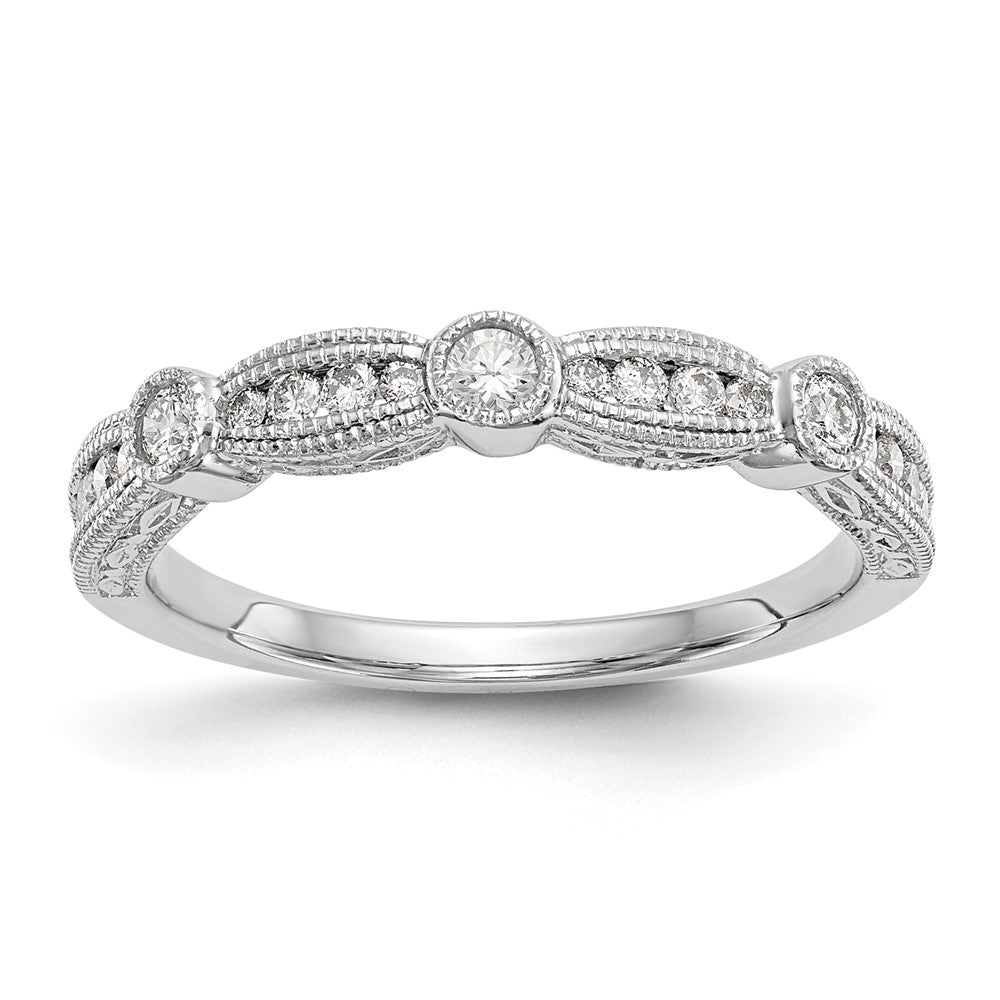 14K White Gold Real Diamond Band