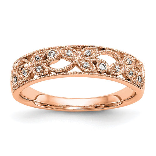 14K Rose Gold Real Diamond Band