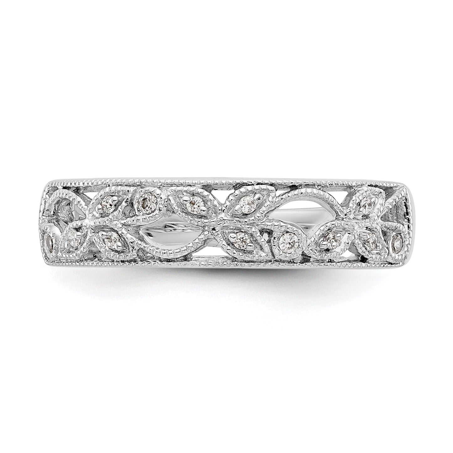 0.05ct. CZ Solid Real 14K White Gold Wedding Band Ring