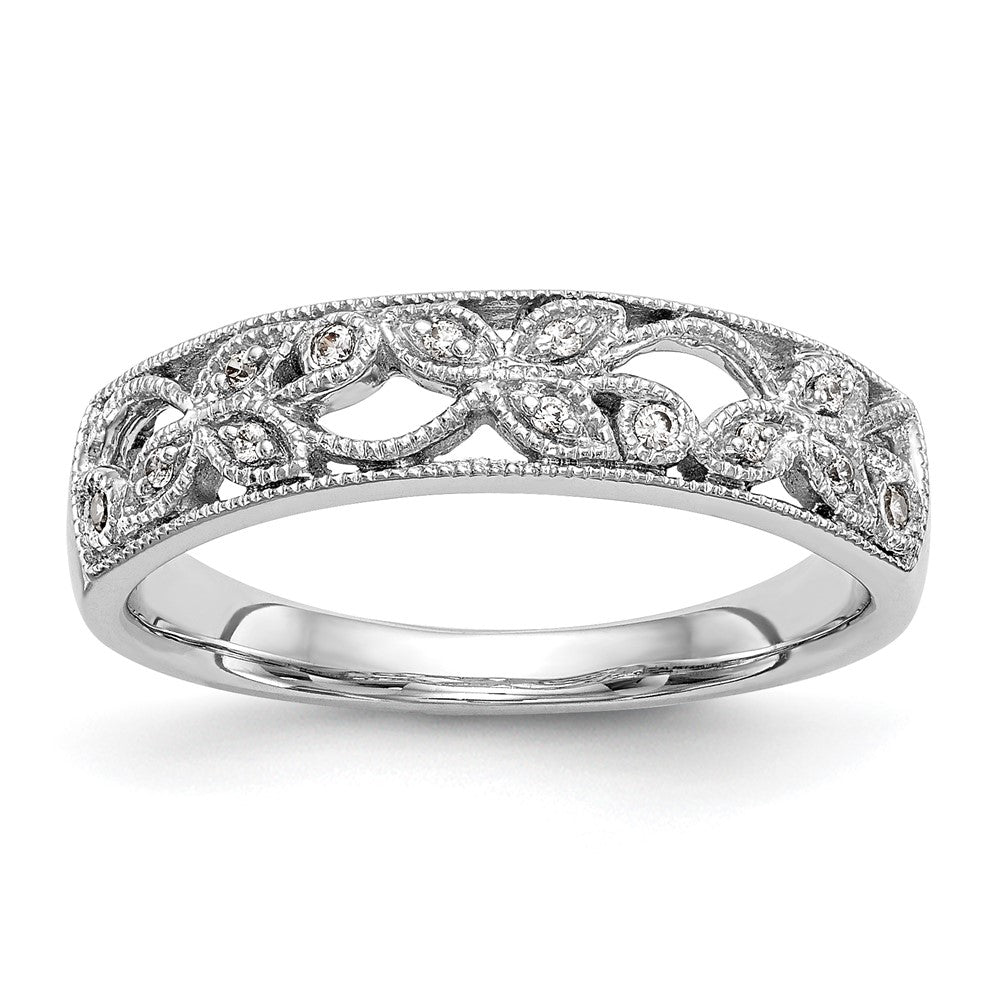 14K White Gold Real Diamond Band