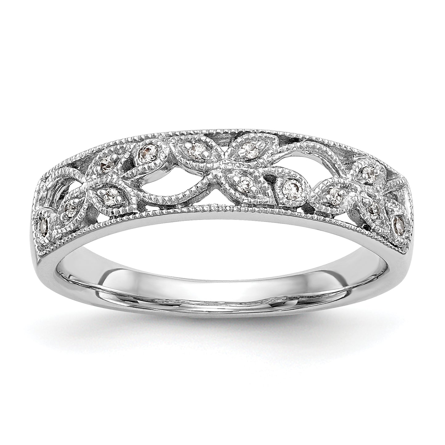 0.05ct. CZ Solid Real 14K White Gold Wedding Band Ring