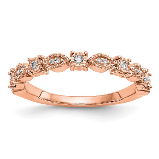 14K Rose Gold Real Diamond Band