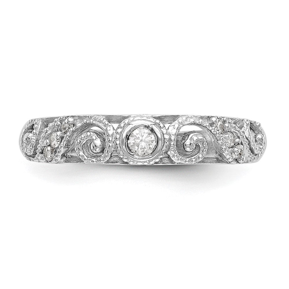 0.12ct. CZ Solid Real 14K White Gold Wedding Band Ring