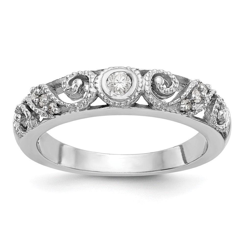 14K White Gold Real Diamond Band