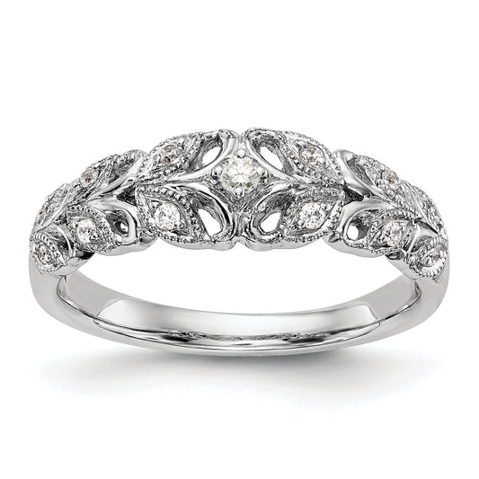 0.10ct. CZ Solid Real 14K White Gold Wedding Band Ring