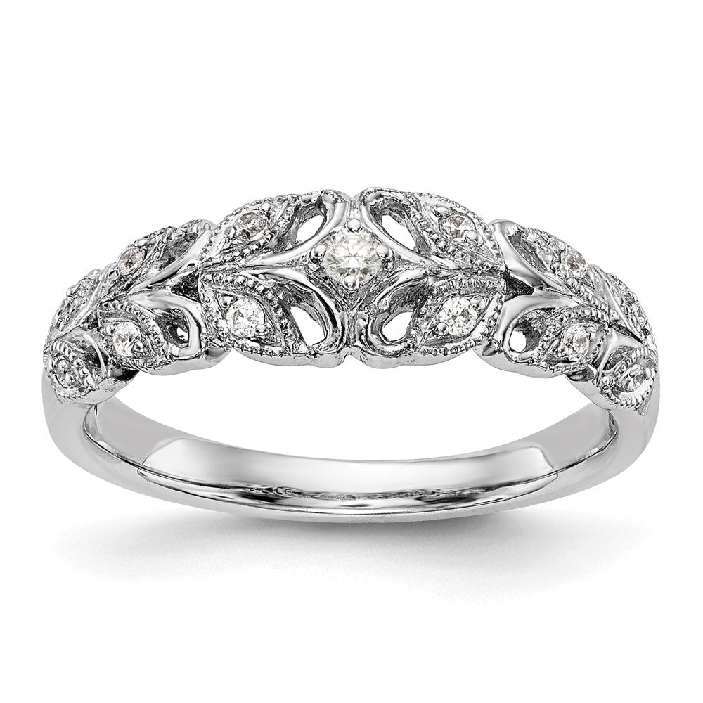 14K White Gold Real Diamond Band