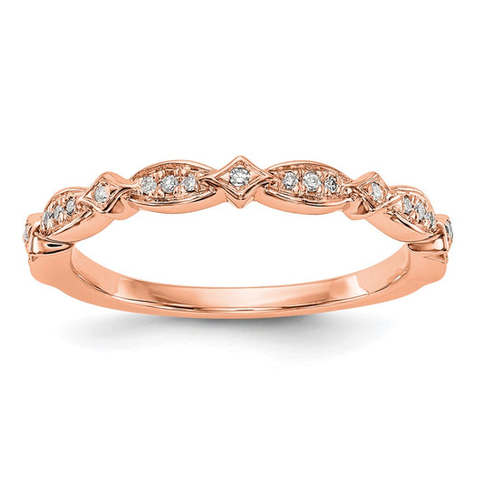 14K Rose Gold Real Diamond Band