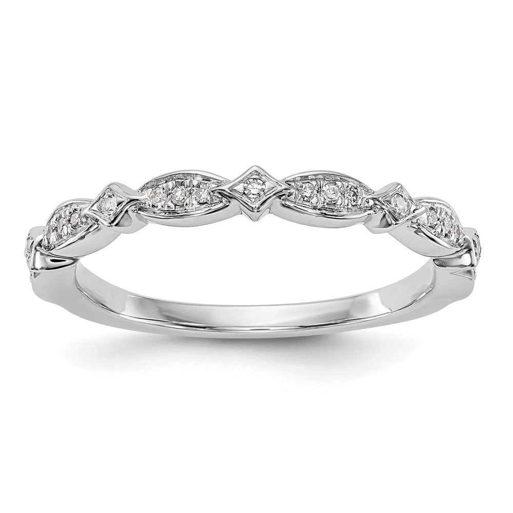 14K White Gold Real Diamond Band