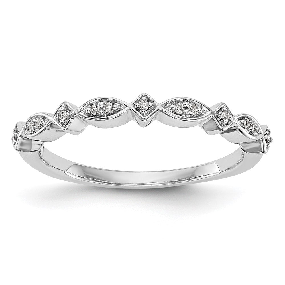 14K White Gold Real Diamond Band