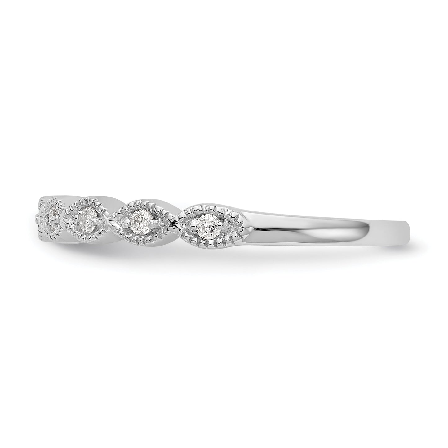 0.10ct. CZ Solid Real 14K White Gold Wedding Band Ring