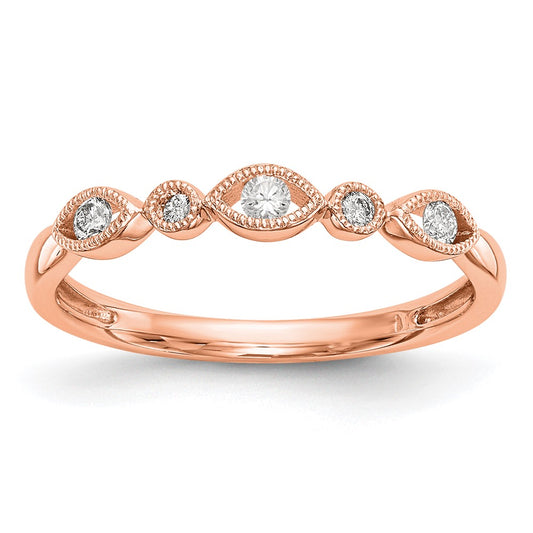 14K Rose Gold Real Diamond Band