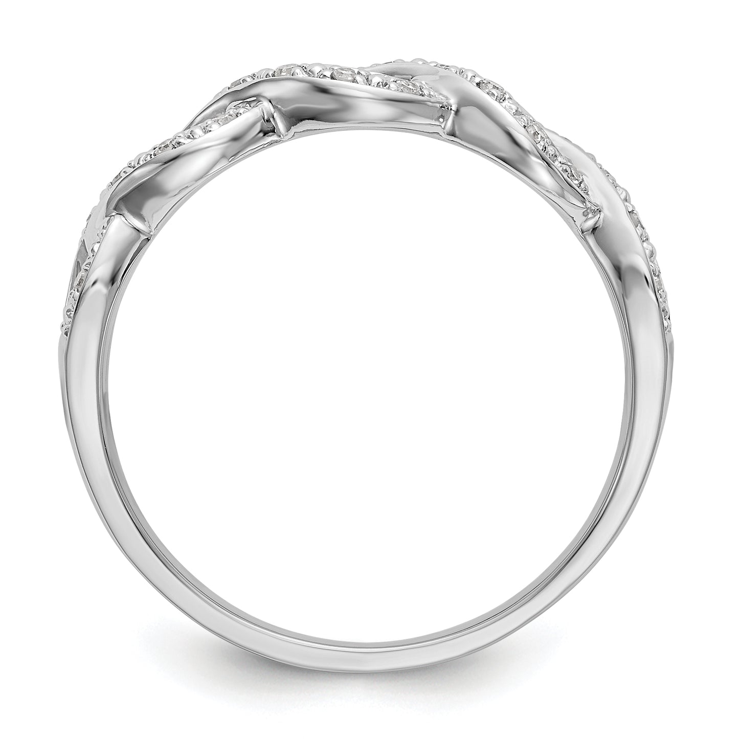 0.10ct. CZ Solid Real 14K White Gold Wedding Band Ring