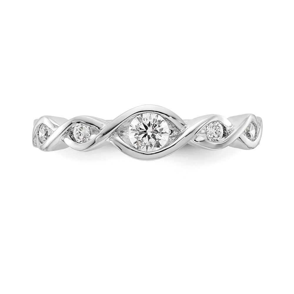 14K White Gold Real Diamond Band