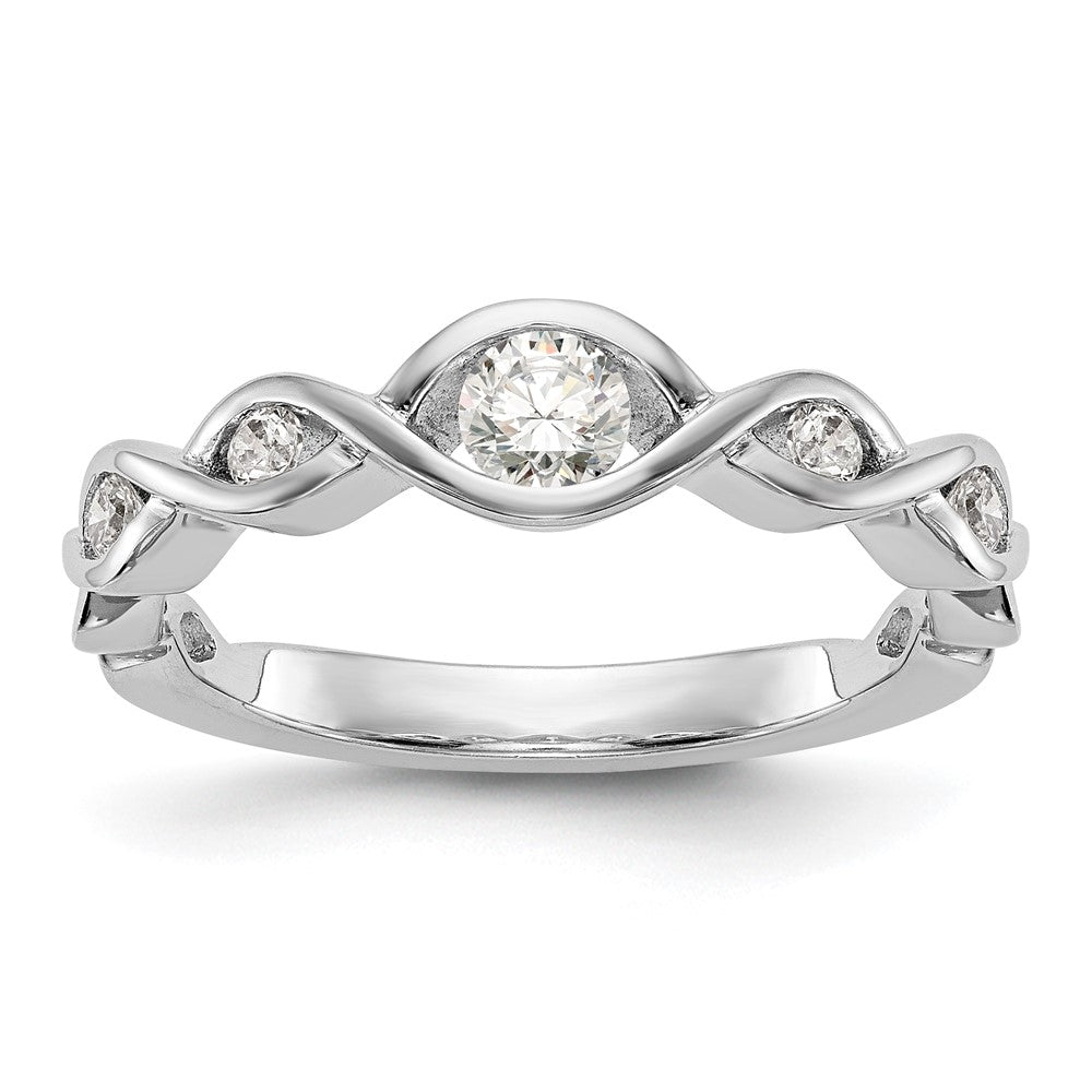 14K White Gold Real Diamond Band