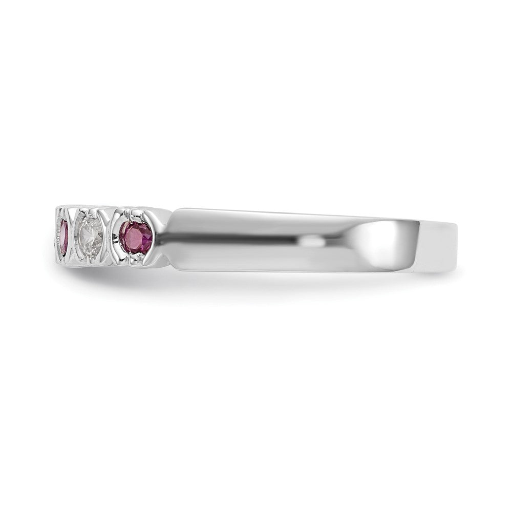 14k White Gold Real Diamond w/Ruby Band