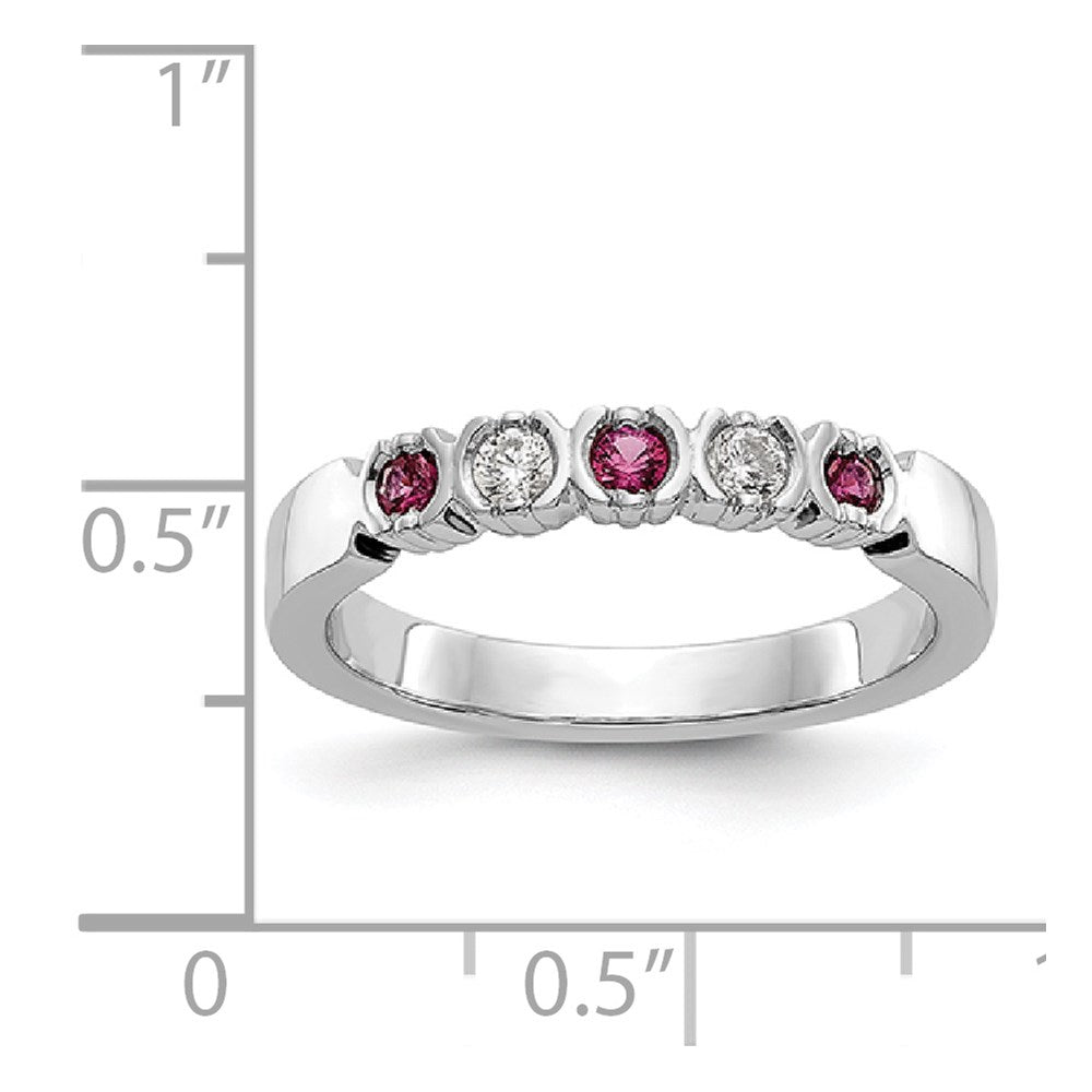 14k White Gold Real Diamond w/Ruby Band