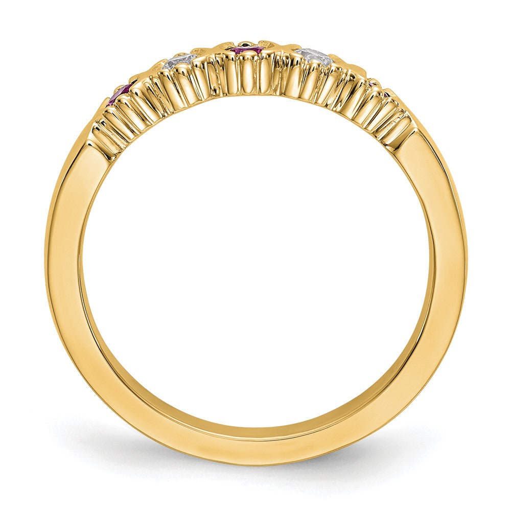 14k Yellow Gold Real Diamond w/Ruby Band