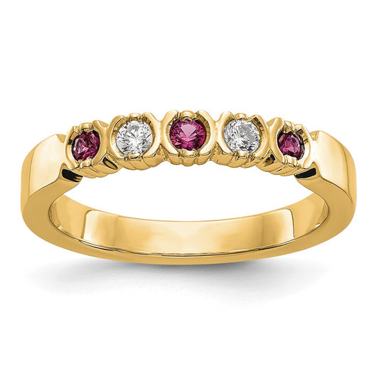 14k Yellow Gold Real Diamond w/Ruby Band