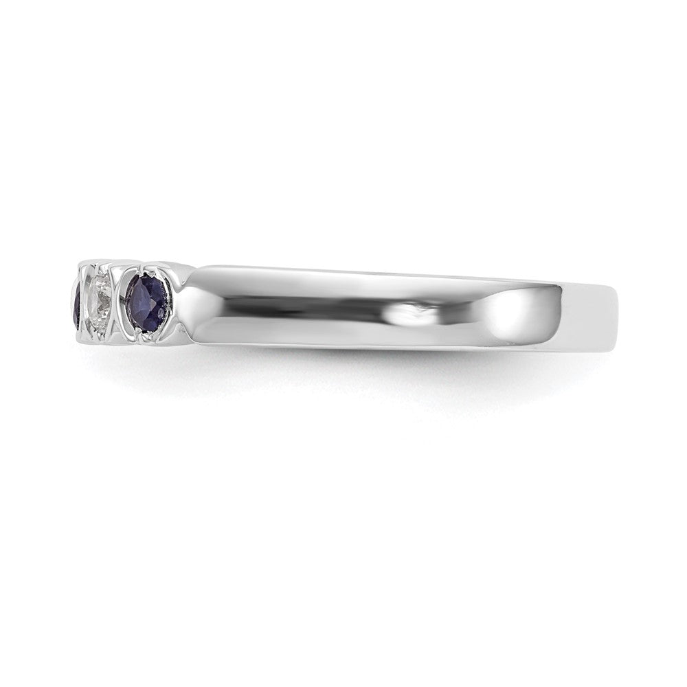 14k White Gold Real Diamond w/Sapphire Band