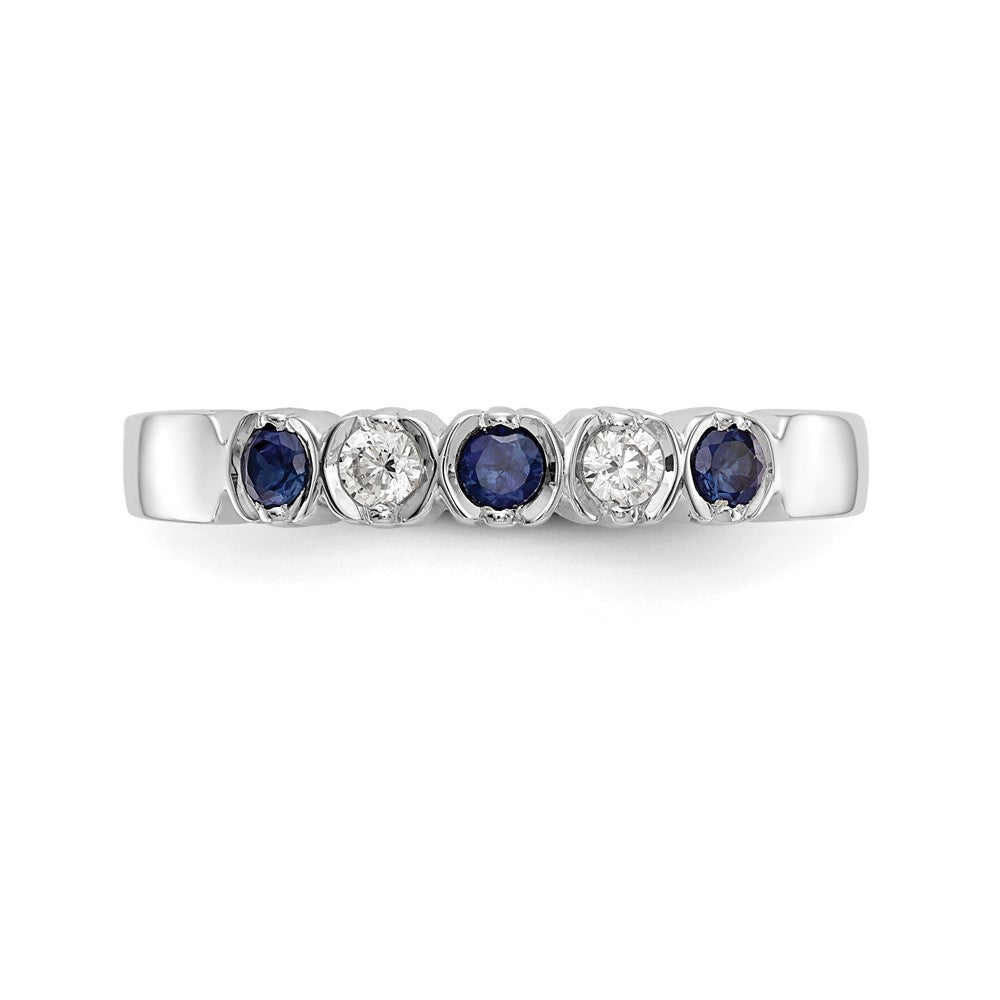 14k White Gold Real Diamond w/Sapphire Band