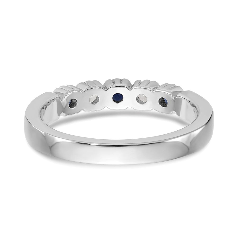 14k White Gold Real Diamond w/Sapphire Band