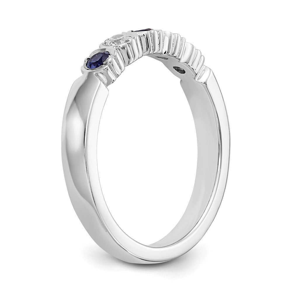 14k White Gold Real Diamond w/Sapphire Band